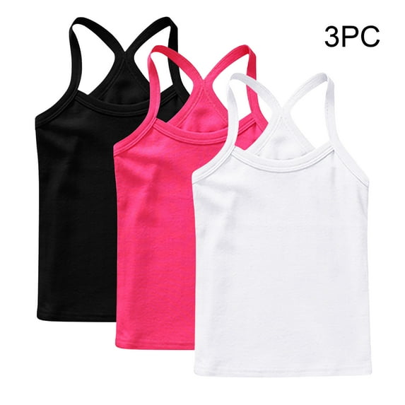 BRGZLK Toddler Kids Tank Tops Boys Girls Trendy Cute Solid Color Soft Sleeveless Cotton Bottom Camisoles 3-Pack Multicolor 12-24 Months