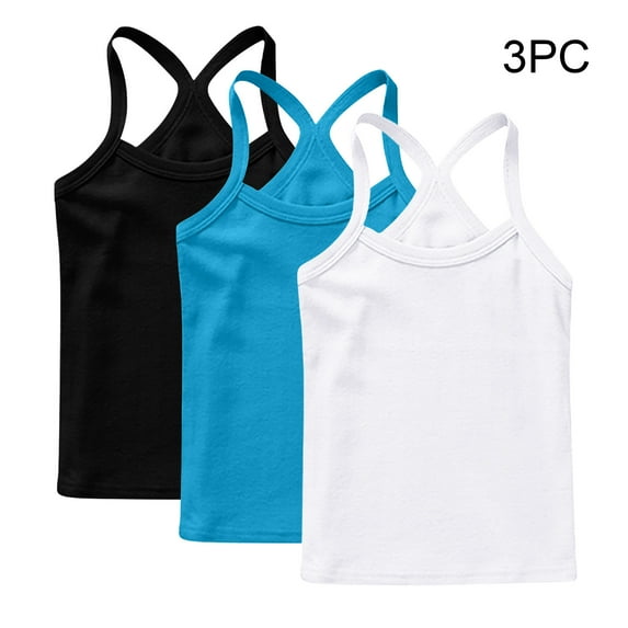BRGZLK Toddler Kids Tank Tops Boys Girls Trendy Cute Solid Color Soft Sleeveless Cotton Bottom Camisoles 3-Pack Multicolor 8-9 Years