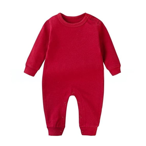BRGZLK Unisex Infant Baby Onesie 2026 Autumn Cute Solid Color Long Sleeve Cotton Romper Breathable Comfortable Baby Footless Jumpsuit Red 6-9 Months