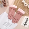 thumbnail image 1 of BRGZLK Warm Gloves Women Autumn Winter Lovely Cat Embroidery Fleece Lined Thickened Cold Proof Riding Thermal Suede Touchscreen Glove Pink One Size, 1 of 2