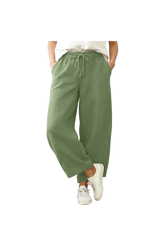 Wide Leg Sweatpants for Womens Trendy Casual Comfy Drawstring High Waist Diagonal Leg Opening Design Loose Athletic Pants Army Green XXL