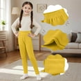 thumbnail image 1 of BRGZLK Winter Fleece Lined Leggings for Kids Fall Winter Fashion Solid High Waist Thick Thermal Basic Full-Length Tights Pants Yellow 4-5 Years, 1 of 8