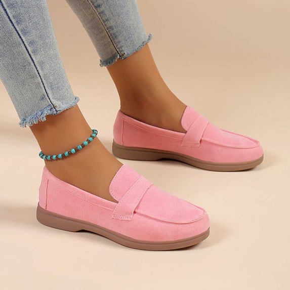 BRGZLK Woman's Fashion Casual Comfortable Round Toe Low Heels Shoes Solid Color Shoes