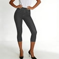 thumbnail image 1 of BRGZLK Women Capri Pants Trendy Solid Color Elastic Stretchy Jeans Casual Tight Seven Points Pants for Summer 2026 Dark Gray XXL, 1 of 5