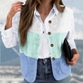 thumbnail image 1 of BRGZLK Women Casual Fuzzy Vest Waistcoat Winter Daily Print Loose Color Blocking No Collar Button Keep Warm Coat Light Blue XXL, 1 of 5