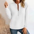 thumbnail image 1 of BRGZLK Women Half Zip Up Quilted Sweatshirt Casual Stand Collar Long Sleeve Fashion Textured Pullover Tops White XL, 1 of 5
