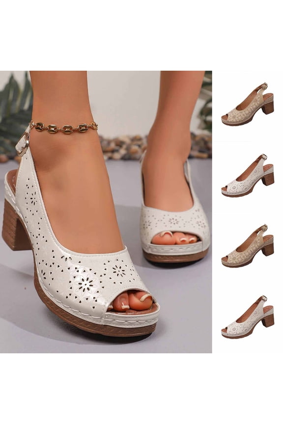 Women Hollow Out Wedge Sandals 2026 Dressy Summer Casual Beach Peep Toe Arch Support Chunky Heel Ankle Booties with Ankle Strap Comfortable Vacation Shoes