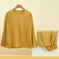 thumbnail image 1 of BRGZLK Women Homewear Casual Fashion Solid Color Long Sleeve Round Neck Warm Underwear Set comfortable Loungewear for Daily Wearing Yellow L, 1 of 5
