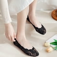 thumbnail image 1 of BRGZLK Women Lace Print Shallow Mouth Boat Socks Sweat Absorbing Cotton Socks Breathable Elastic Invisible Socks Black One Size, 1 of 3