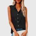 thumbnail image 1 of BRGZLK Women Linen Shirts Summer Turn Down Collar Solid Color Lightweight Loose Breathable Sleeveless Camisole Basic Tank Top for Going Out Black M, 1 of 5