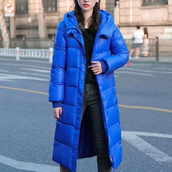 BRGZLK Women'S Winter Long Parka Coat Waterproof Parka Jacket Trendy Coat Padded Hooded Warm Cotton Quilted Outdoor Jacket Puffer Overcoat Maxi Puffer Coat Lady Long Coats Parka Jacket