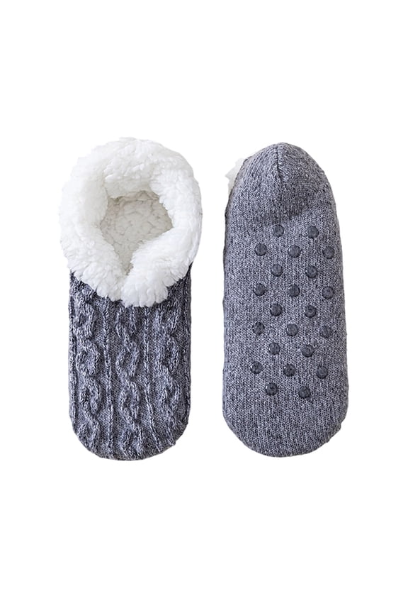 Women Socks Autumn Winter Lamb Fleece Floor Socks Women Fleece Lined Thickened Warm Sleep Socks Glue Dots Anti Slip Foot Warm Home Sock Covers Dark Gray One Size