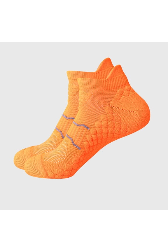 Women Socks Solid Color Odor Resistant Professional Athletic Socks Summer Moisture Wicking Trendy Anti Slip Low Cut Ankle Socks Orange One Size