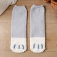 thumbnail image 1 of BRGZLK Women Socks Winter Cute Cat Paw Plush Socks Coral Fleece Thickened Warm Soft Home Sleep Socks Floor Mid Tube Socks Gray One Size, 1 of 3
