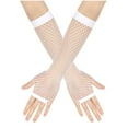 thumbnail image 1 of BRGZLK Women Solid Color Fine Fishnet Elastic Hollow Out Long Gloves Festival Dress Fashion Decoration Accessories White One Size, 1 of 3