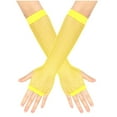 thumbnail image 1 of BRGZLK Women Solid Color Fine Fishnet Elastic Hollow Out Long Gloves Festival Dress Fashion Decoration Accessories Yellow One Size, 1 of 3