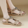 thumbnail image 1 of BRGZLK Women Summer Sandals Flat Slip On Sandals Crystal Roman Shoes Open Toe Casual Sandals, 1 of 1