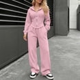thumbnail image 1 of BRGZLK Women Sweatsuit Set 2 Piece Outfit Fall Winter Casual Long Sleeve Zip Up Slim Fit Hoodies Sweatshirt and Wide Leg Sweatpants Lounge Set for Daily Workout Outgoing Pink 2XL, 1 of 7