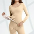 thumbnail image 1 of BRGZLK Women Thermal Underwear Breathable Brushed Long Sleeve Slim Fit Underwear Autumn Clothes Pants Thickened Warm Cozy Clothes Beige XL, 1 of 3