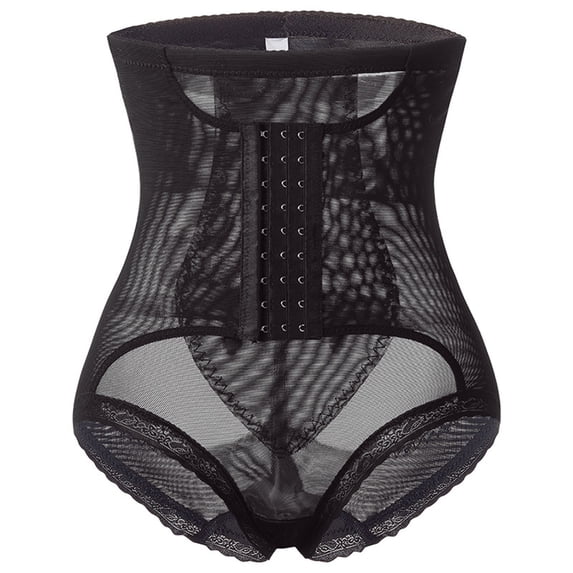 BRGZLK Women Thong Shapewear High Waist Mesh Breathable Three-Row Hook Strong Tummy Control Body Shaper Underwear Seamless Shapewear Panty Girdle Black S