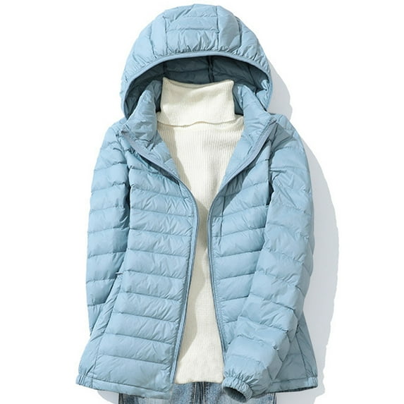 BRGZLK Women Warm Removable Hooded Jacket Long Sleeves Winter Coat Outerwear Windproof Quilted Coat with Pockets Extra Large Size White Duck Down Warm Jacket