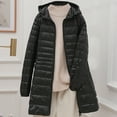 thumbnail image 1 of BRGZLK Women Windproof Quilted Coat with Pockets Warm Removable Hooded Plain Jacket Loose Causal Long Sleeves Winter Coat Outerwear Extra Large Size White Duck Down Warm Jacket for Outgoing Holiday, 1 of 8