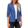 thumbnail image 1 of BRGZLK Women's 3/4 Sleeve Blazers Fashion Solid Color Lapel Casual Lightweight Slim Fit Business Suit with Pockets Blue M, 1 of 8