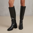 thumbnail image 1 of BRGZLK Women's Autumn Winter Long Boots Solid Color Square Toe Chunky Heel High Heel Knee-Length Boots Daily Walking Shoes Black 38, 1 of 10