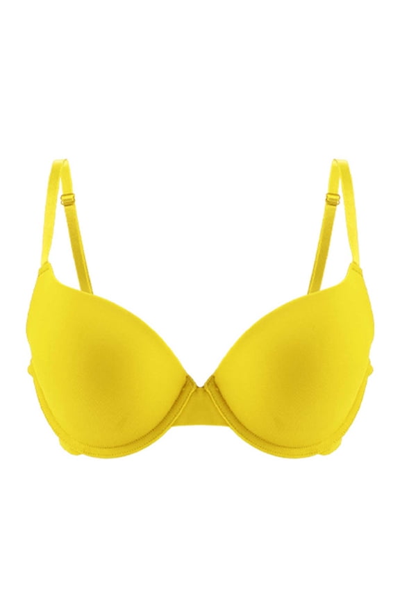 Women's Balconette Unlined Plunge Bra Lift Uplift Anti-Sagging Shaping Comfort Natural Support Daily Bra Yellow M