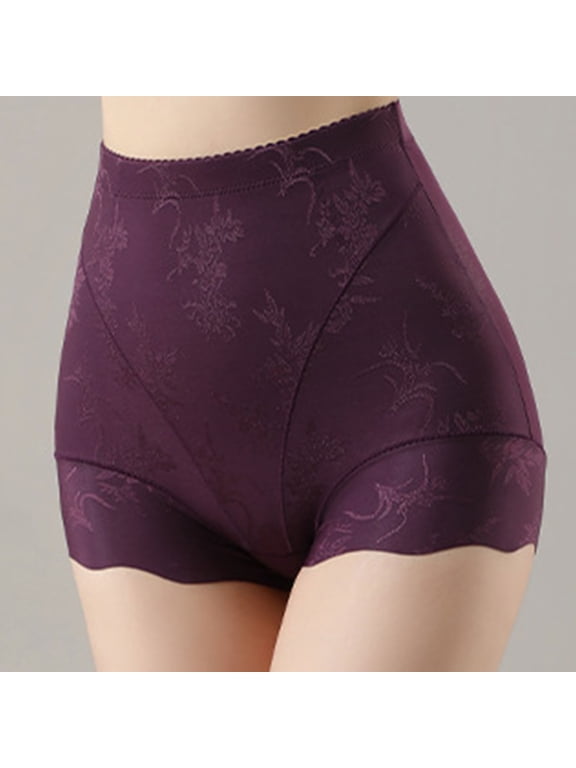 Women's Boxer Briefs Lace Shapewear Panties Mesh Fashion High-Waist Scalloped Edge Comfortable Breathable Triangle Panties Purple L