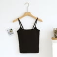 thumbnail image 1 of BRGZLK Women's Camisole Tops Fashion Solid Color With Chest Pad No Steel Rings Bottom Cotton Undershirts Spaghetti Strap Top Black M, 1 of 6