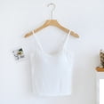 thumbnail image 1 of BRGZLK Women's Camisole Tops Fashion Solid Color With Chest Pad No Steel Rings Bottom Cotton Undershirts Spaghetti Strap Top White M, 1 of 6