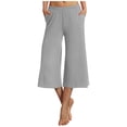 thumbnail image 1 of BRGZLK Women's Casual Capri Pants Trendy Seven Points Wide Leg Casual Sports Yoga Pants with Pocket Workout Lounge Cropped Trousers Gray M, 1 of 5