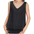 thumbnail image 1 of BRGZLK Women's Chiffon Tank Top Summer Fashionable Solid V-Neck Sleeveless Shirt Casual Flowy Camisole Black M, 1 of 5