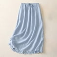 thumbnail image 1 of BRGZLK Women's Cotton Linen Midi Skirt High Waisted Versatile Lightweight Loose Soft Breathable A Line Flowy Swing Ruffle Hem Boho Maxi Long Skirts Blue XXL, 1 of 6
