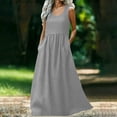 thumbnail image 1 of BRGZLK Women's Dress,Frock Linen Gauze Long Dress 2026 Round Neck Cinched Waist Sleeveless Side Pocket Flowing Vest Dress, 1 of 7