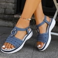thumbnail image 1 of BRGZLK Women's Flat Sandals Summer Hollot Out Comfortable Arch Support Walking Sandals Breathable Soft Sole Comfortable Platform Sandal Shoes Blue 8.5, 1 of 8