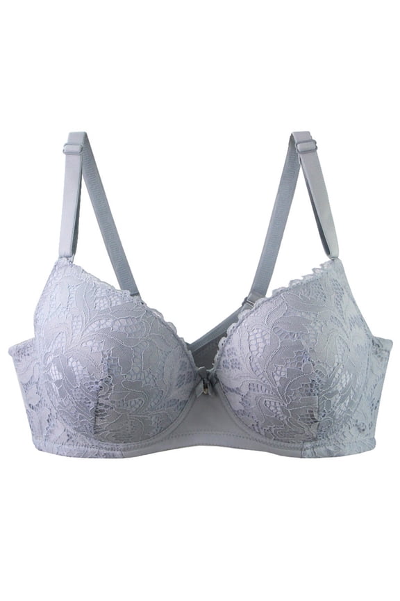 Women's Floral Lace Bras Full Coverage Lightweight Stretchy Anti-Sagging Lift Cup Bra Mesh Breathable Comfortable Everyday Bra Blue 100D