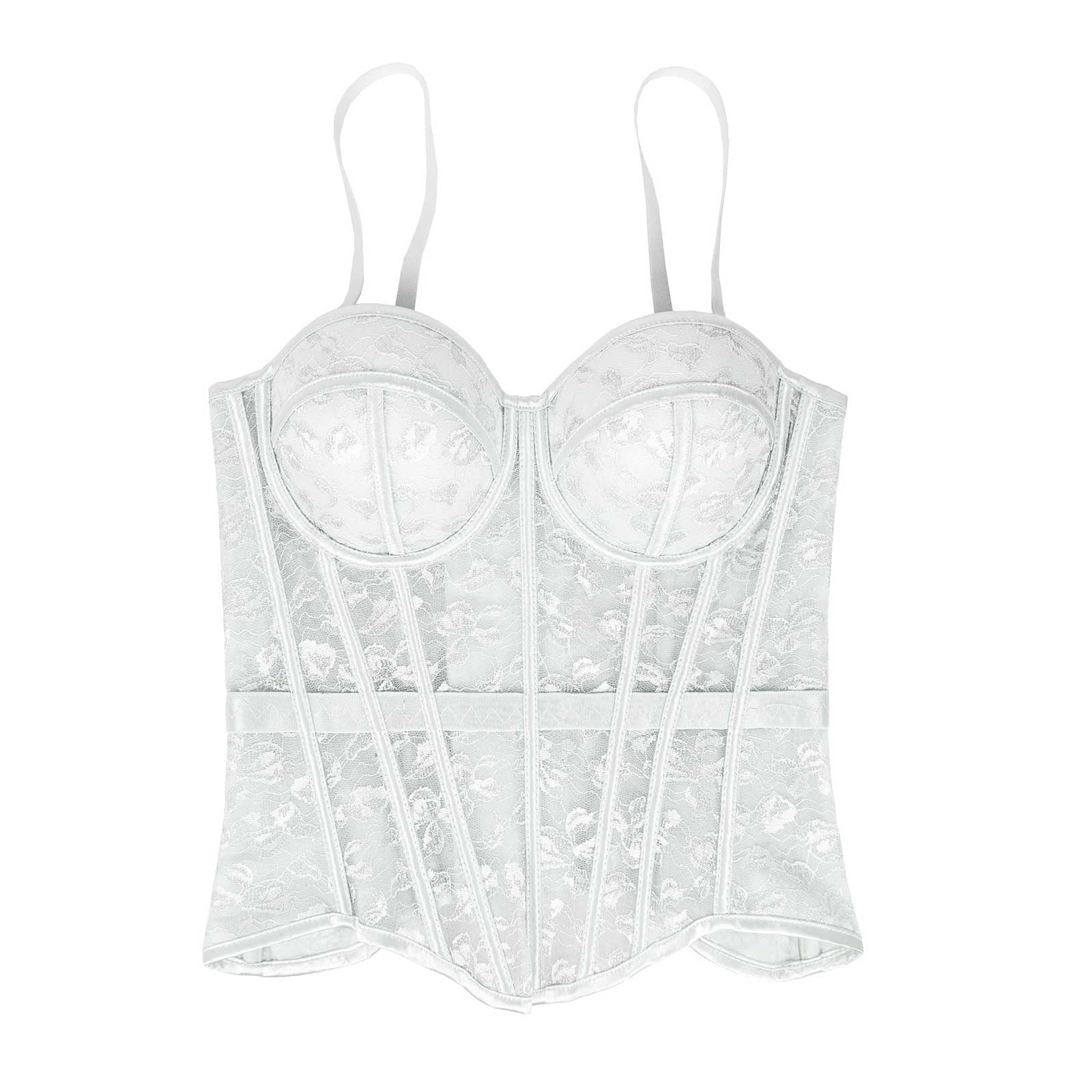 BRGZLK Women's Floral Lace Corset Tops Solid Color Corset Bustier ...