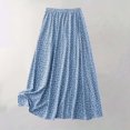 thumbnail image 1 of BRGZLK Women's Floral Midi Skirt Loose Casual Boho Elastic Waist Lightweight Breathable Flowy A-Line Summer Daily Comfortable Midi Skirt Blue M, 1 of 2