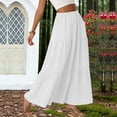 thumbnail image 1 of BRGZLK Women's Flowy Skirt Summer Solid Color Renaissance Lightweight Casual Boho High Waist Comfortable A-Line Maxi Skirt with Pockets White S, 1 of 6