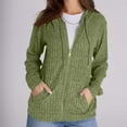 thumbnail image 1 of BRGZLK Women's Full-Zip Jacket Fashion Oversized Long Sleeve Ribbed Knit Lightweight Warm Hooded Coat with Pockets Green XL, 1 of 7