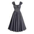 thumbnail image 1 of BRGZLK Women's Gothic Style Tie Dress Retro Solid Color Sleeveless Round Neck Renaissance Corset Medieval Festival Ankle Length Dress Dark Gray XL, 1 of 4