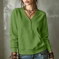 thumbnail image 1 of BRGZLK Women's Hoodless Sweatshirt 2026 Fall Casual Button-Down V-Neck Long Sleeve Sweatshirts with Pockets Fall Fashion Outfits Green L, 1 of 9