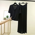 thumbnail image 1 of BRGZLK Women's Lounge Sets 2026 Fashion Casual V-Neck Short Sleeve T-shirt and Wide Leg Pants Lightweight Soft Comfortable Homewear Sets for Daily Black L, 1 of 5