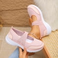 thumbnail image 1 of BRGZLK Women's Mary Jane Flats Fashion Casual Breathable Wedge Slip-On Sneakers Lightweight Breathable Mesh Tennis Shoes Pink 6, 1 of 9