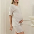 thumbnail image 1 of BRGZLK Women's Maternity 2 Piece Outfits Lounge Summer Loose Casual Round Neck Short Sleeved Top and Elastic Waist Shorts Set, 1 of 5