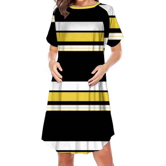 BRGZLK Women's Maternity Casual Dress 2026 Summer Short Sleeve Round Neck Printed Loose Knee-Length Style with Side Zipper Nursing-Friendly Loungewear