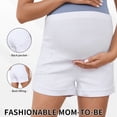thumbnail image 1 of BRGZLK Women's Maternity Denim Shorts High-Waist Summer Belly Support Butt Lifting Adjustable Distressed Casual Workout Denim Shorts with Pocket White XL, 1 of 5