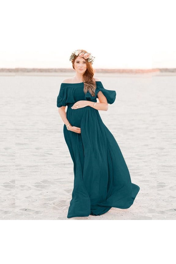 Women's Maternity Dress Chiffon Off Shoulder Loose Trailing Maternity Outfit, Suitable For Shooting Elegant and Flowing Maternity Clothes